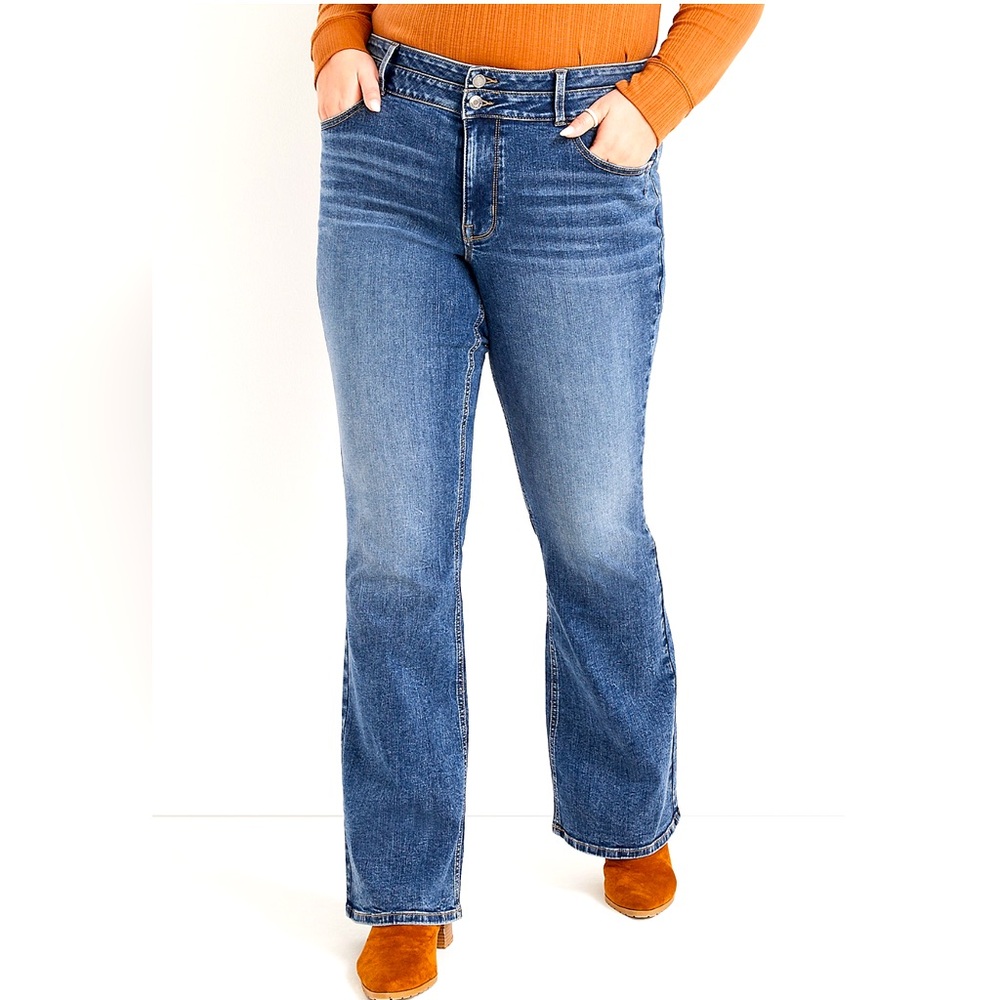 m jeans by maurices Flare High Rise Double Button Denim Jeans 18W - Picture 15 of 15